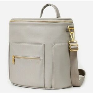 Fawn Design Diaper Bag Gray Faux Leather Convertible Backpack Purse Baby Bag